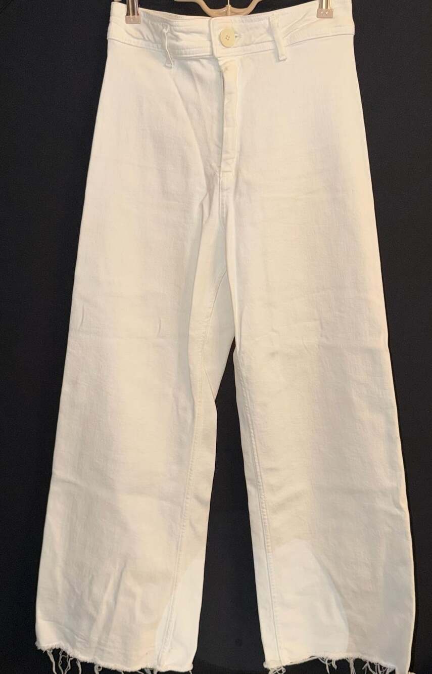 Zara Marine Straight Jeans White Wide Leg Pants #0735